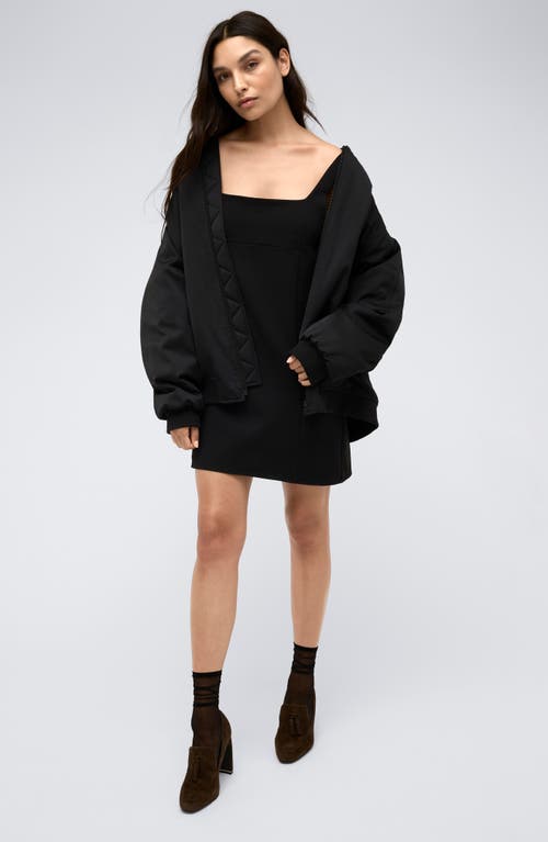Shop Kenneth Cole Oversize Satin Bomber Jacket In Black