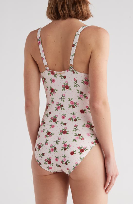 Shop Betsey Johnson Bandeau One-piece Swimsuit In Barely There Rose