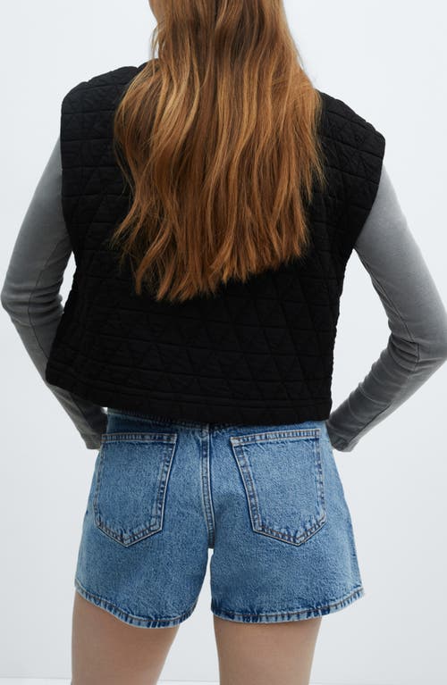 Mango Women's Buttons Detail Quilted Vest In Black