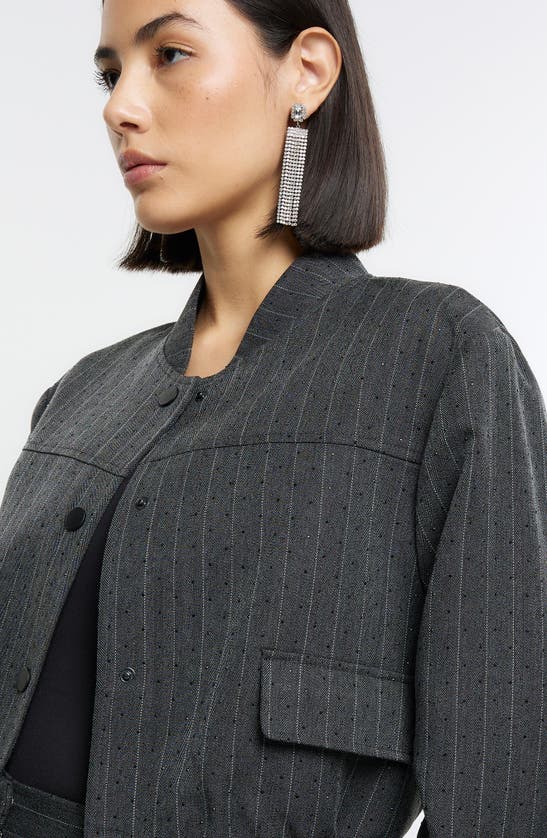 RIVER ISLAND RIVER ISLAND HEAT SEAL PINSTRIPE BOMBER JACKET