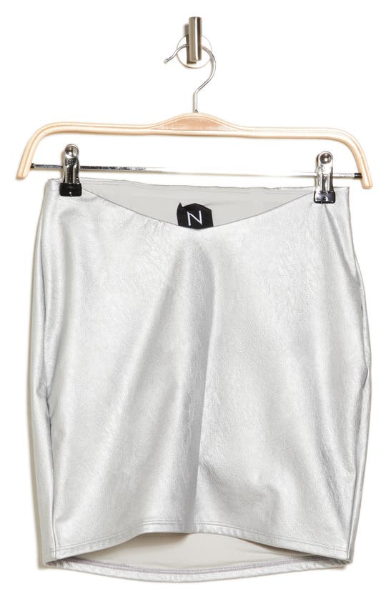 Shop N By Naked Wardrobe Faux Leather Miniskirt In Silver