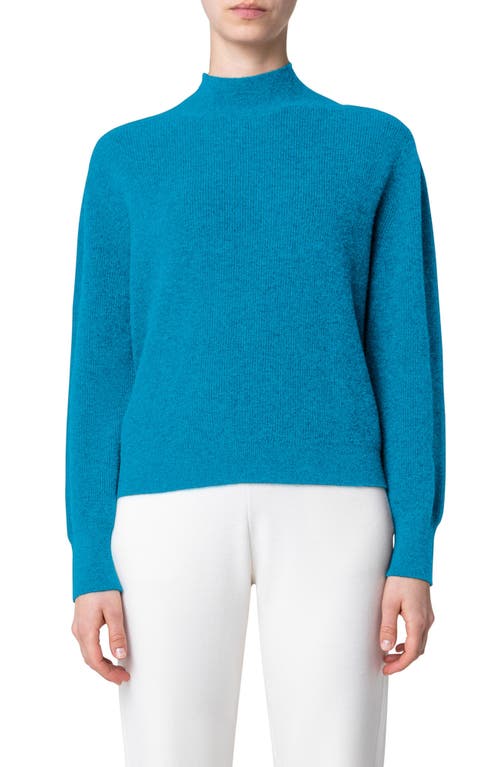 Akris punto Ribbed Virgin Wool & Cashmere Sweater in Cerulean