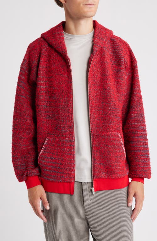 Krost Bouclé Zip-up Hoodie In Fiery Red