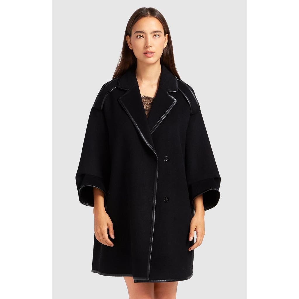 Belle & Bloom Incomplete Kiss Trimmed Coat In Black