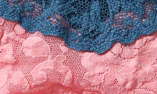 Shop Hanky Panky Colorplay Original Lace Thong In Pink Lady/storm Cloud Blue