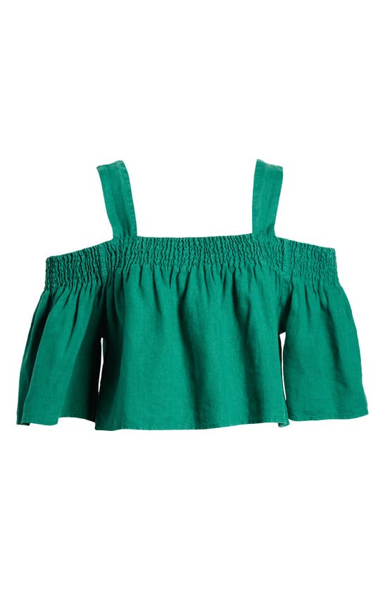 Shop Nation Ltd Esme Cold Shoulder Crop Linen Top In Verdant Green