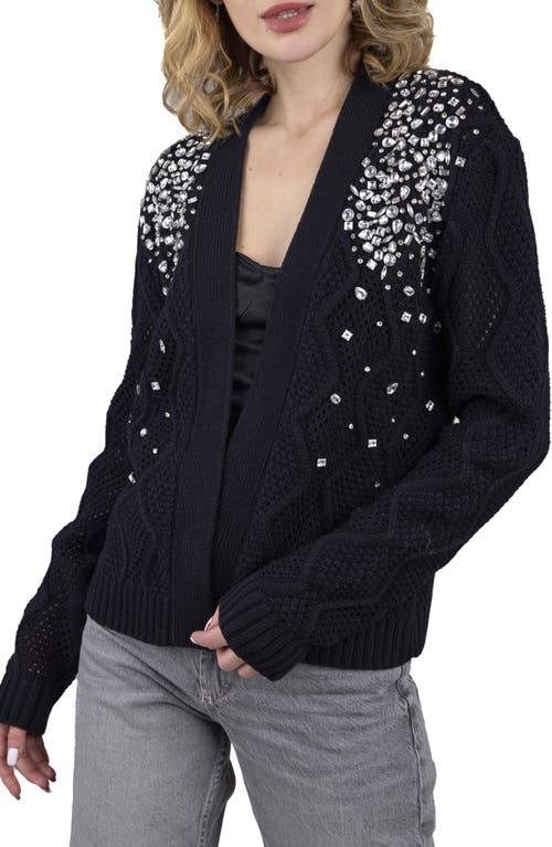 Shop Saachi Scattered Crystal Embellished Cardigan In Black