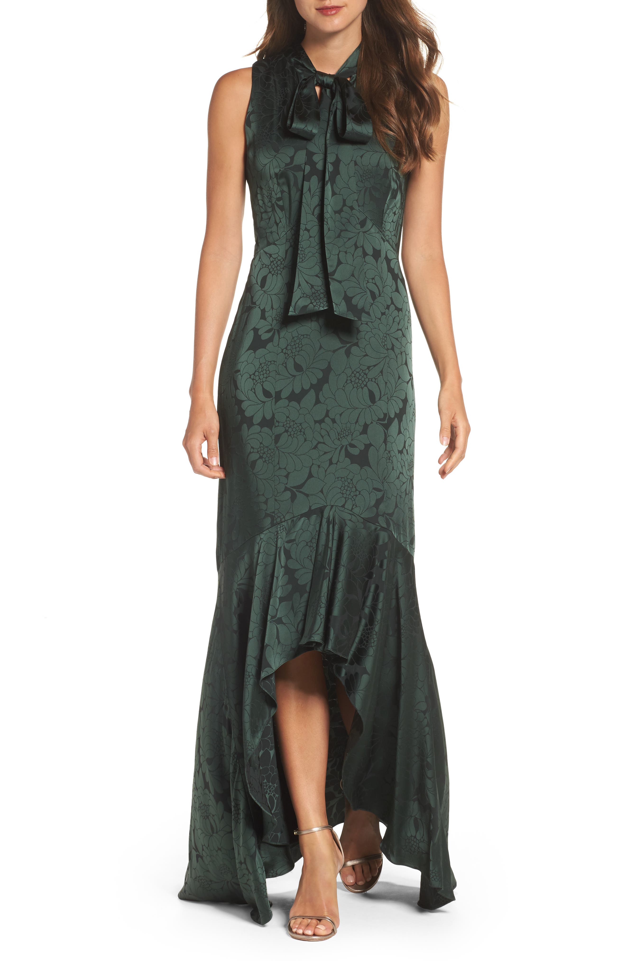 grace high low jacquard dress
