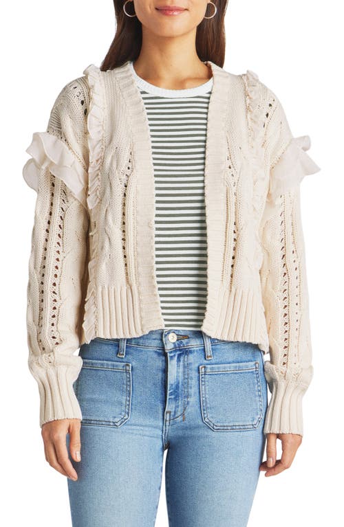 Splendid Dolly Ruffle Cotton Crop Cardigan in Natural at Nordstrom, Size Large