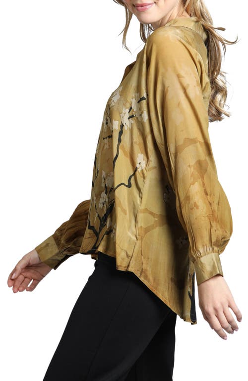 Shop Apny Print Split Neck Chiffon Tunic Top In Beige Multi