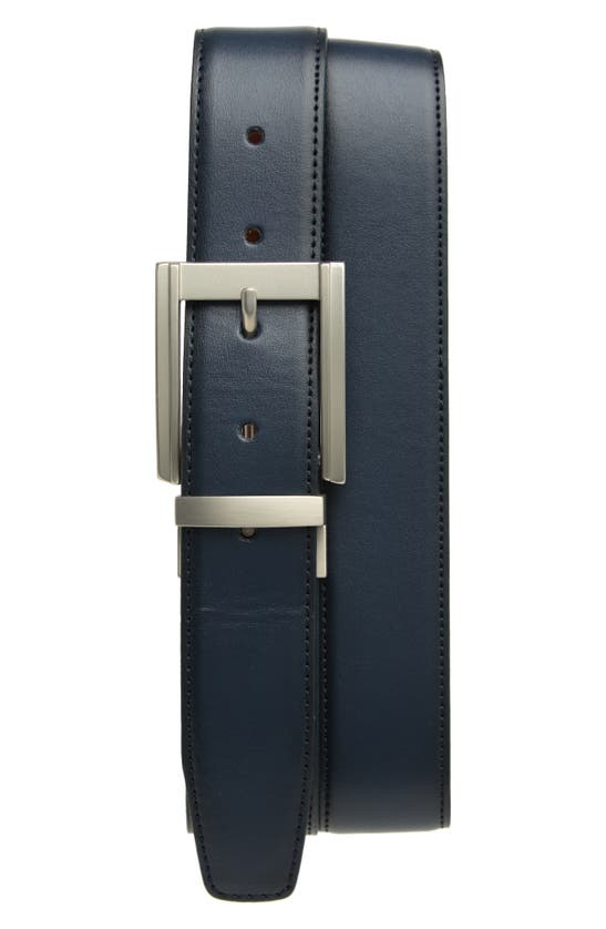 Boconi Reversible Leather Belt In Navy To Tan