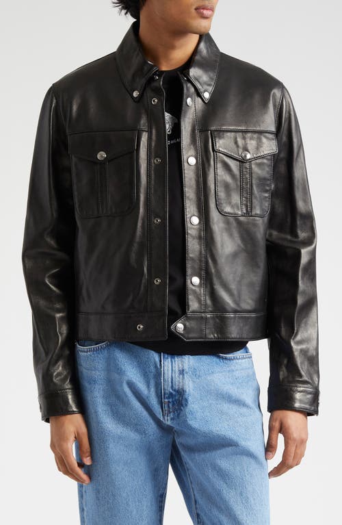 Blouson Leather Jacket in Black