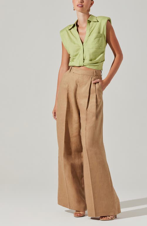 Shop Astr The Label Kathlynn Linen Blend Sleeveless Shirt In Celery