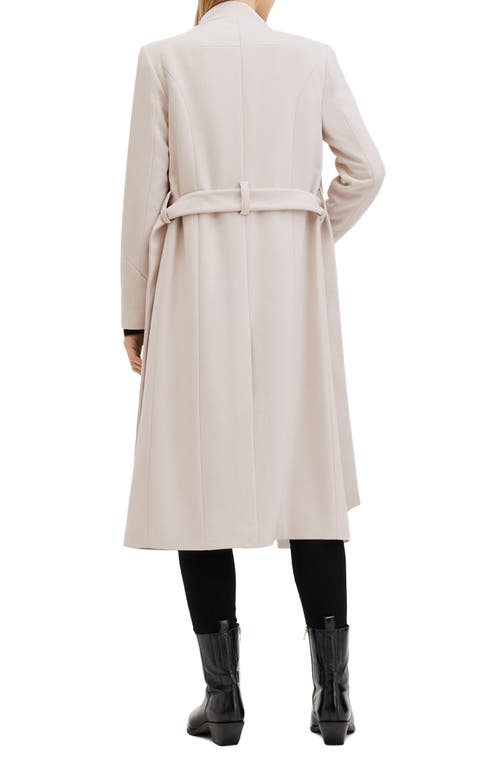 Shop Allsaints Riley Wool Blend Belted Coat In Desert White