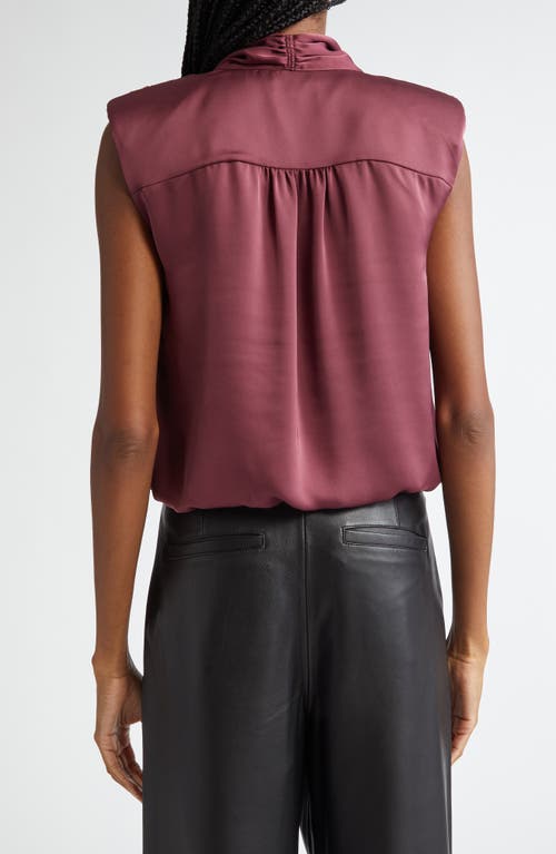 Shop Ramy Brook Winnet Tie Neck Satin Sleeveless Top In Pinot Noir