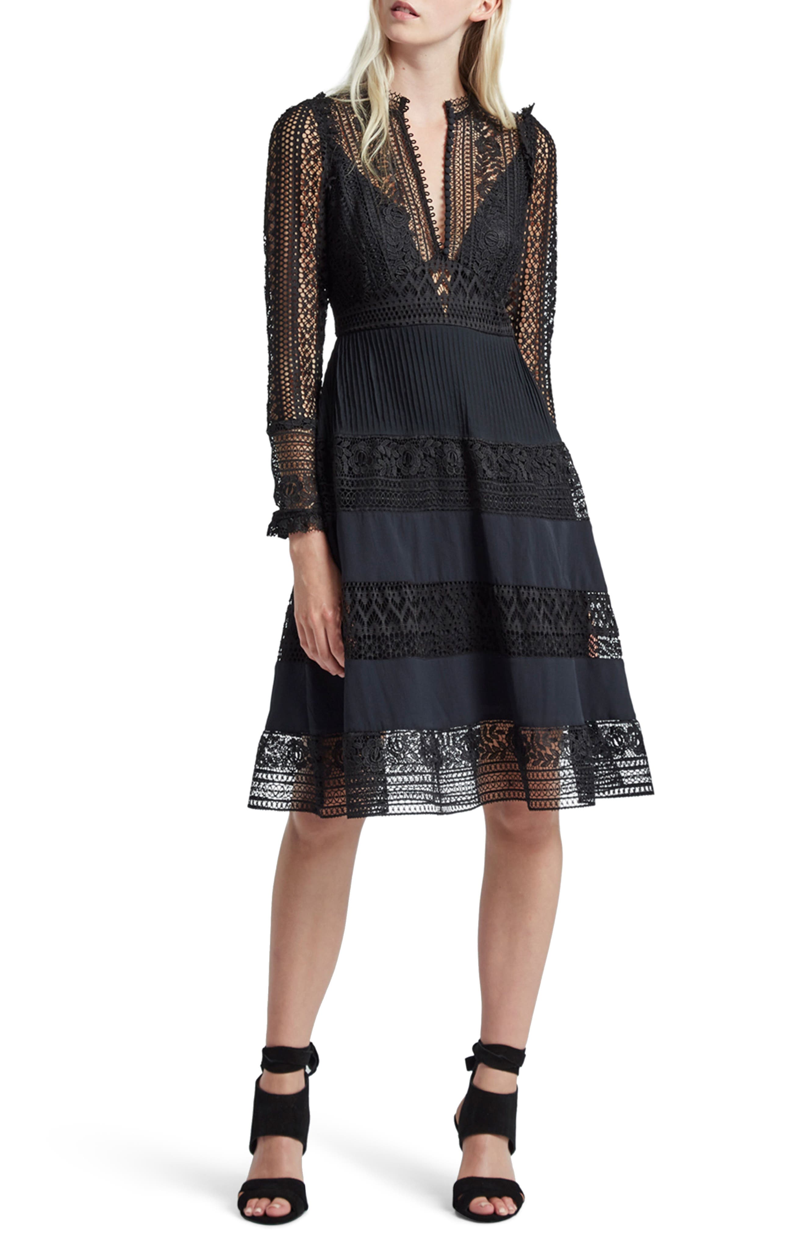 french connection orabelle flared lace dress