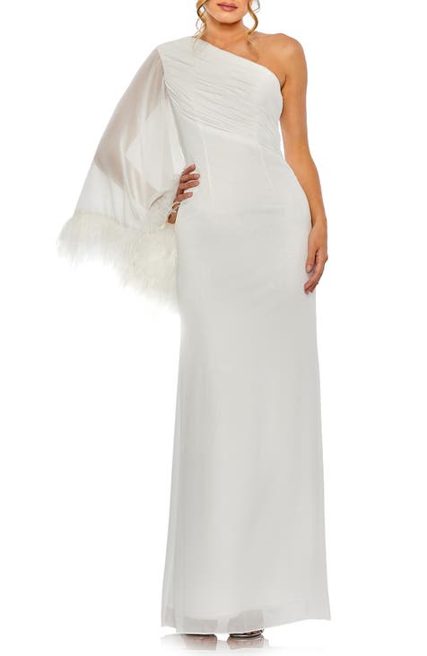 One-Shoulder Feather Gown