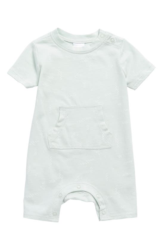Nordstrom Rack Babies' Kanga Print Romper In Teal Steam Zig Zag