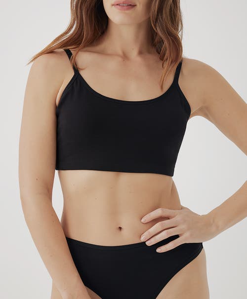 Pact Organic Cotton Everyday Strappy Scoop Bralette In Black
