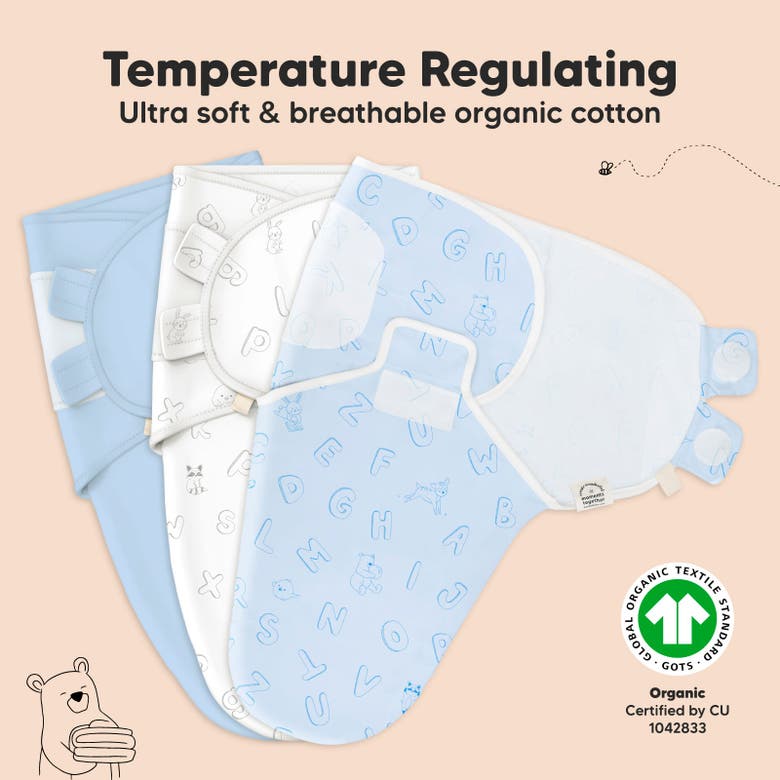 Keababies 3-pack Soothe Swaddle Wraps In Abc Land Cloud