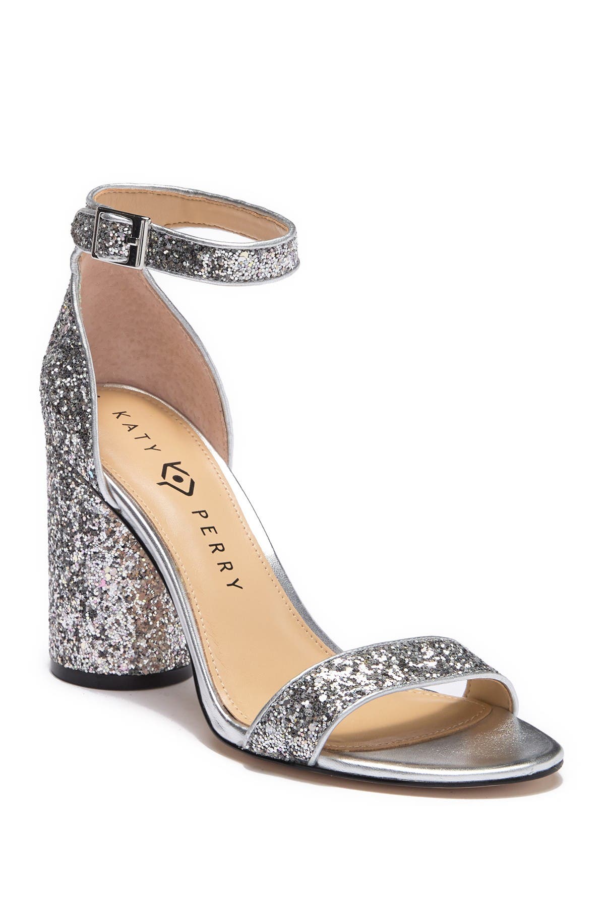 glitter chunky heel sandal
