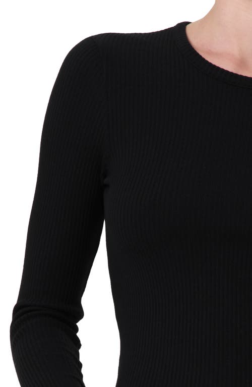 Shop Agolde Alma Shrunken Long Sleeve Rib Top In Black