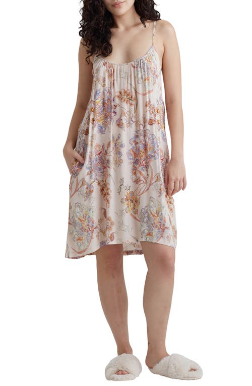 Coco Floral Strappy Sateen Nightgown in Cream
