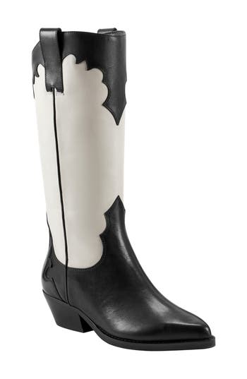Marc Fisher Ltd Hilaria Pointed Toe Western Boot In Black/white