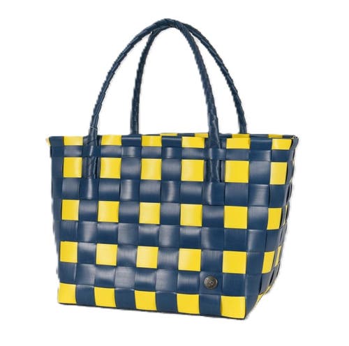 Shop Handed By Paris Spirit Recycled Tote Bags In Ocean Blue/sunshine Weave