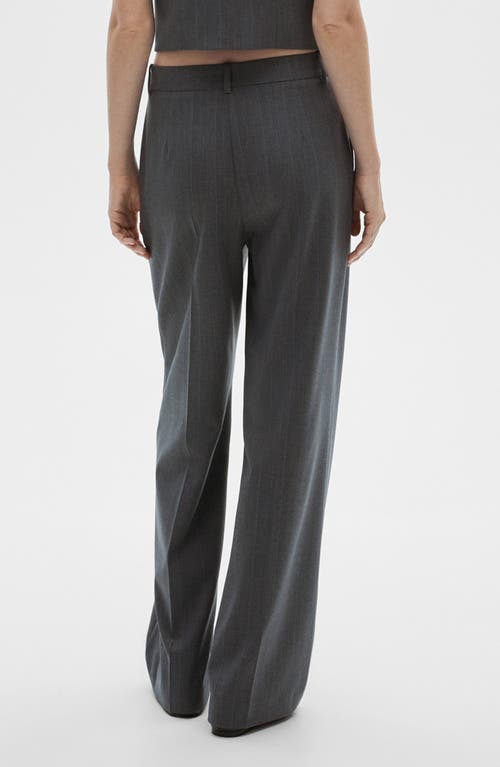 Shop Mango Pinstripe Pleat Front Pants In Grey