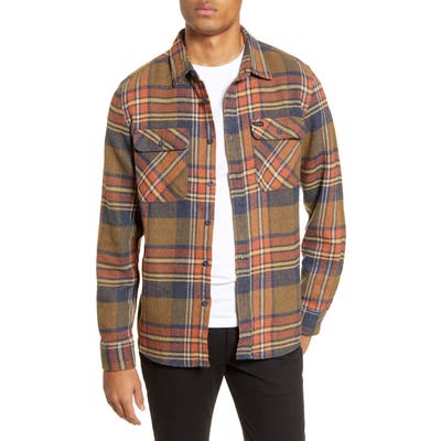 Brixton Bowery Plaid Flannel Button-Up Shirt, Green