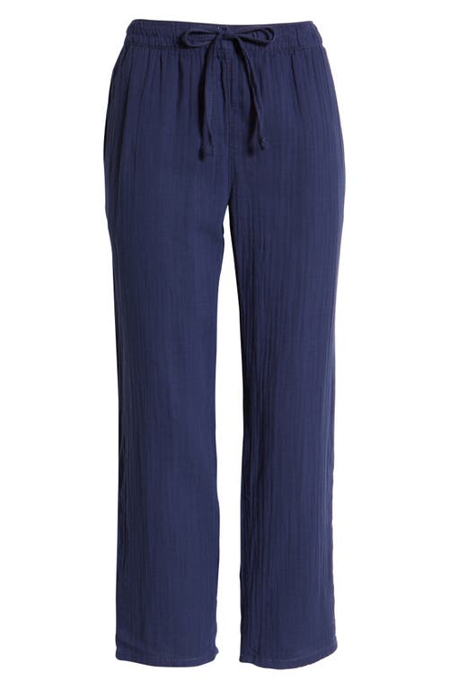 Caslon(R) Textured Cotton Pull-On Pants in Navy Peacoat
