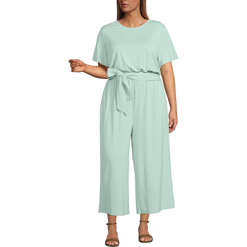 LANDS' END LANDS' END CUPRO TIE WAIST JUMPSUIT