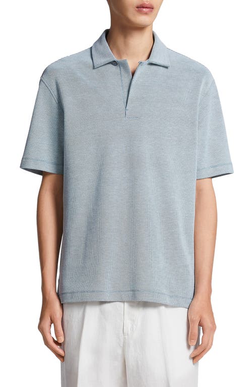 ZEGNA Honeycomb Short Sleeve Cotton Polo in Seafoam Blue at Nordstrom, Size 42 Us