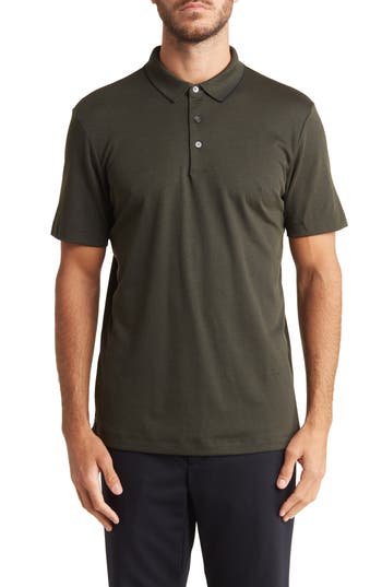 Theory Button Front Polo In Grove/black