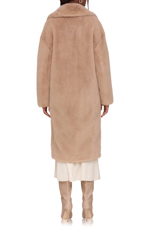 Shop Avec Les Filles Oversize Luxe Faux Fur Longline Coat In Taupe