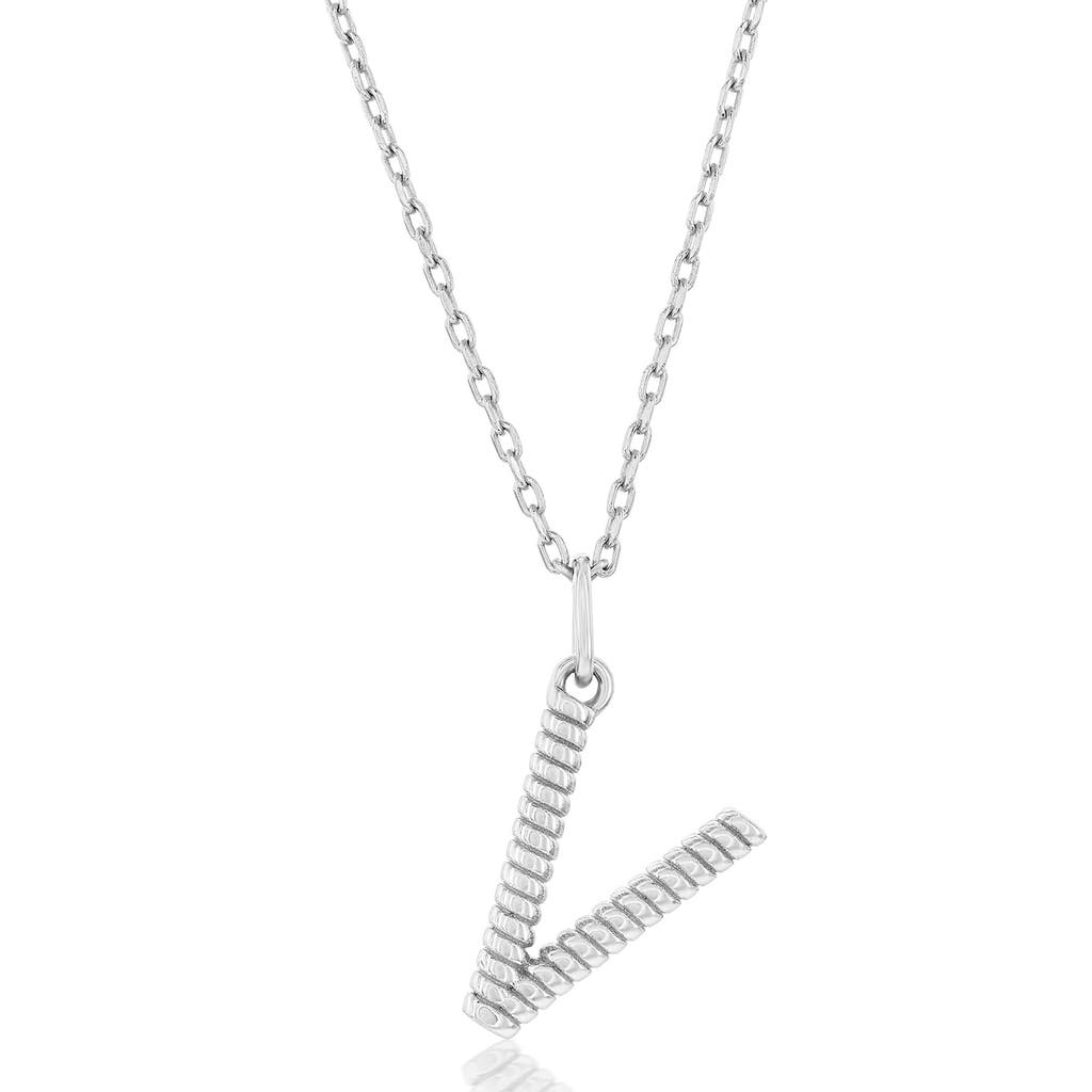 Simona Croissant Initial Pendant Necklace In Silver- V