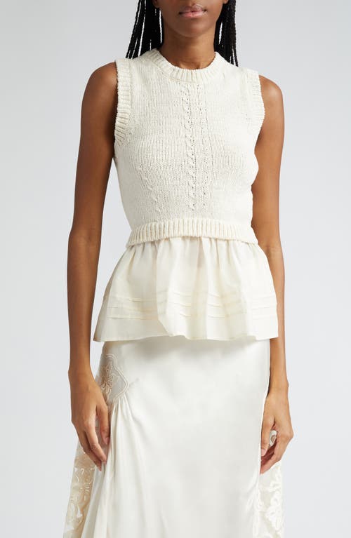 Ulla Johnson Edda Peplum Sweater Vest Ivory at Nordstrom,