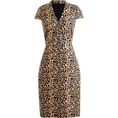 J.crew Leopard V-Neck Sheath Dress, Brown