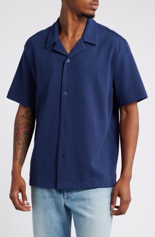 Shop Bp. Waffle Knit Camp Shirt In Navy League