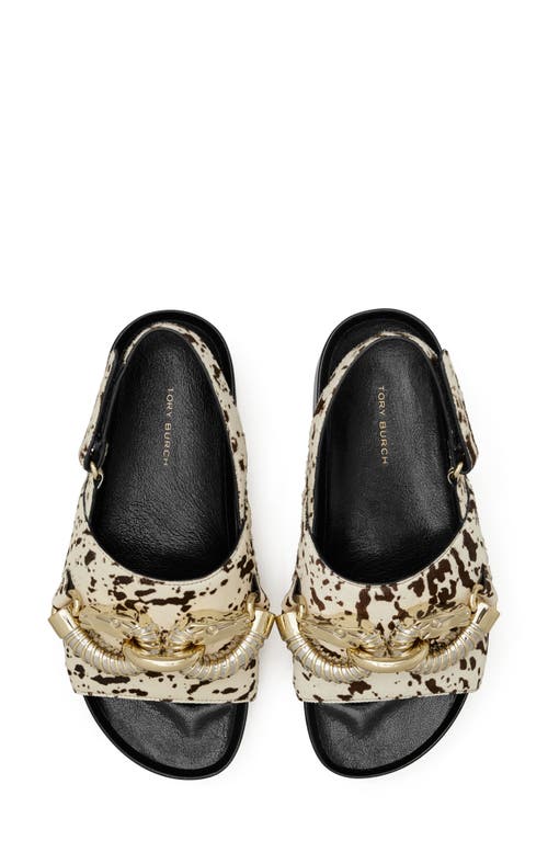 Tory Burch Jessa Genuine Calf Hair Slingback Platform Sandal In Cow Print / Black