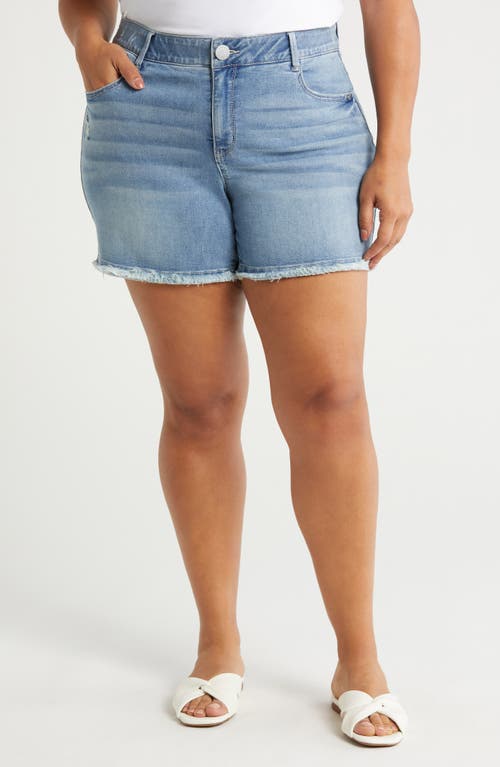 Wit & Wisdom 'Ab'Solution Frayed High Waist Denim Shorts Light Blue Vintage at Nordstrom,