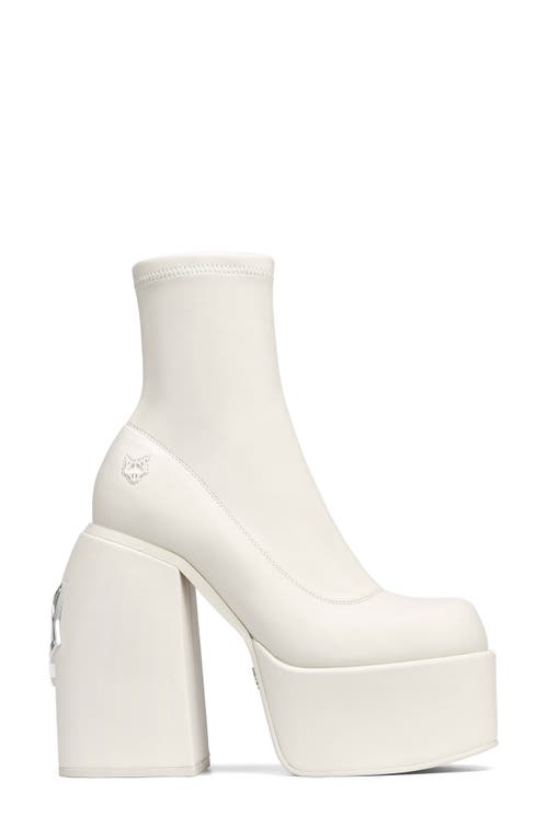 NAKED WOLFE Sugar Platform Ankle Boot in Chalk Stretch