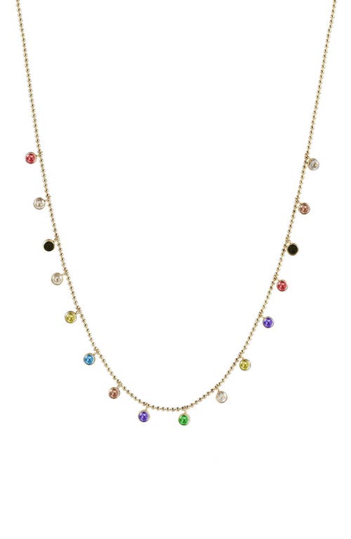 Explosion Cubic Zirconia Frontal Necklace in Gold Multi