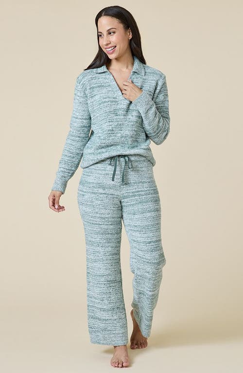 SOFTIES SOFTIES HEATHER  MARSHMALLOW JOHNNY COLLAR LOUNGE SET 