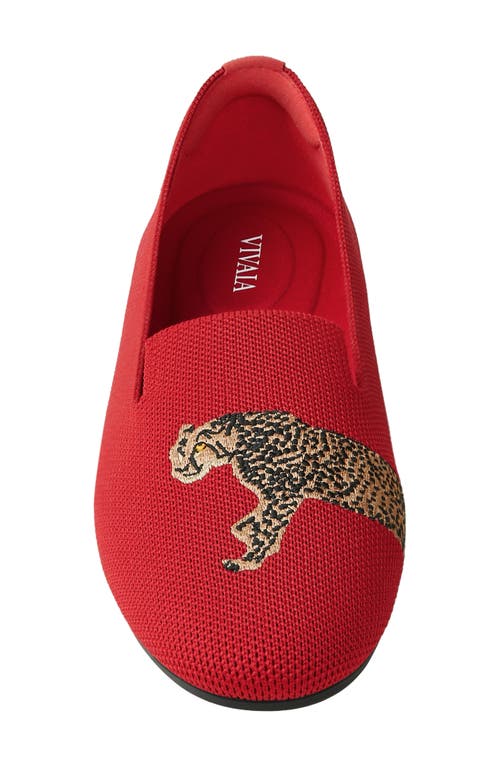 Shop Vivaia Audrey Knit Flat In Ruby Red Cheetah