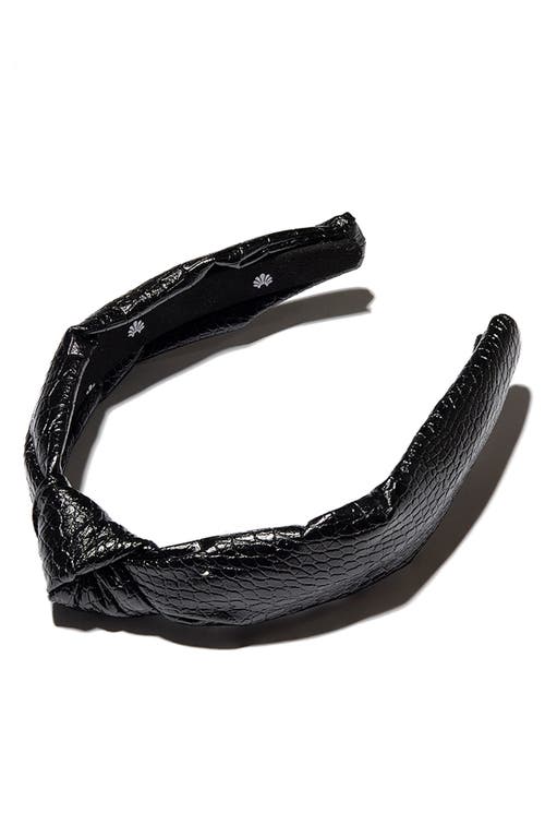Lele Sadoughi Croc Embossed Knotted Headband in Jet