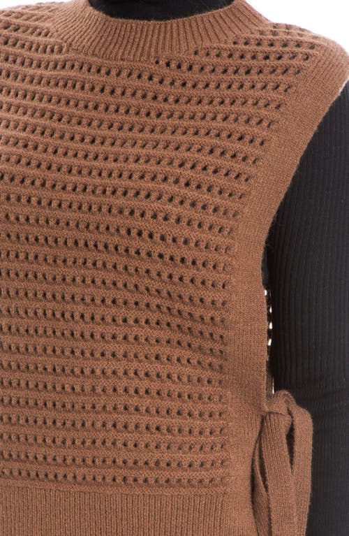 Max Studio Mock Neck Sweater Vest In Brown As Is