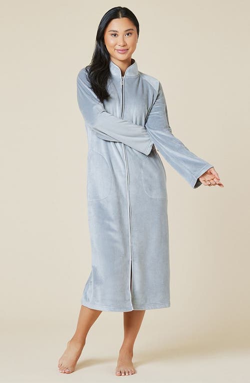Softies Serenity Mandarin Collar Zip Robe In Grey