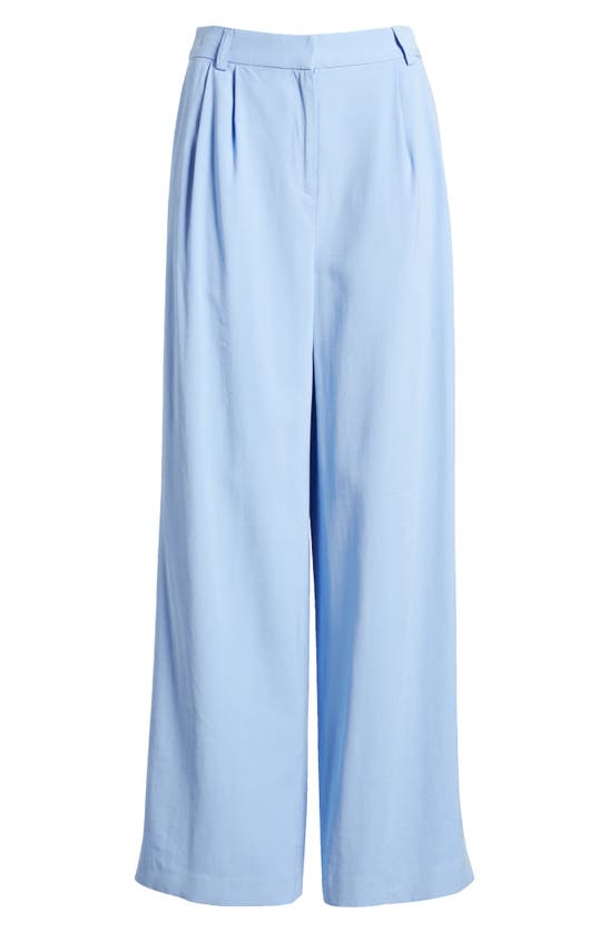 Shop Open Edit High Waist Wide Leg Trousers In Blue Hydrangea